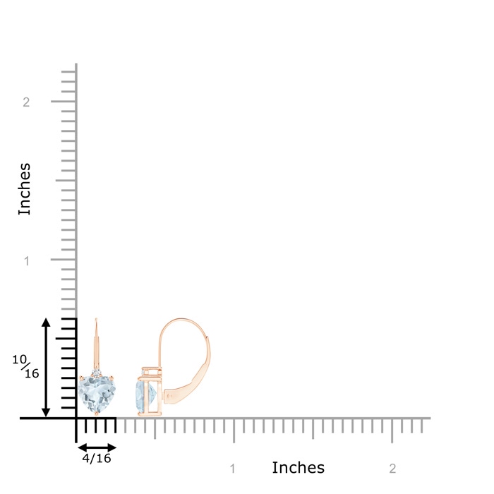 6mm A Solitaire Heart Aquamarine and Diamond Leverback Earrings in Rose Gold product image