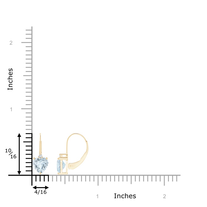 6mm A Solitaire Heart Aquamarine and Diamond Leverback Earrings in Yellow Gold product image