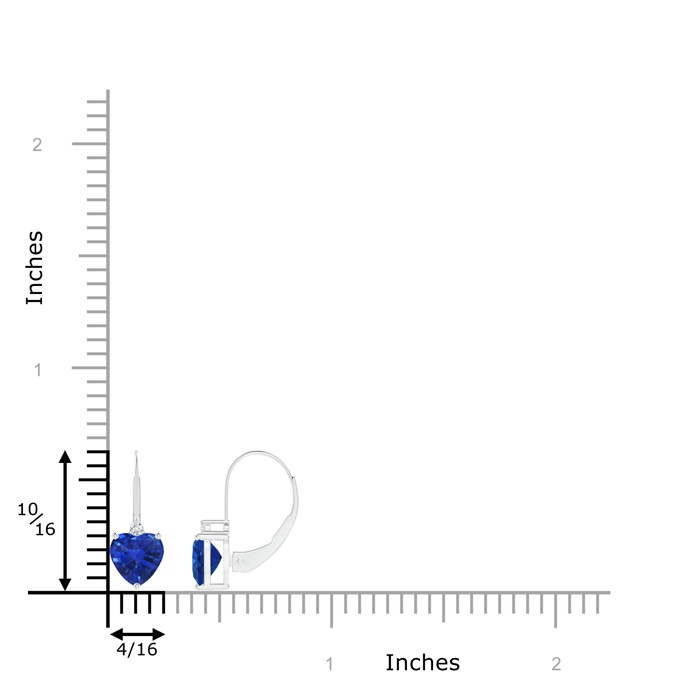 6mm AAA Solitaire Heart Sapphire and Diamond Leverback Earrings in White Gold product image