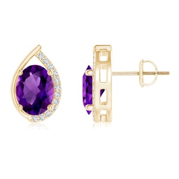 Fashion Studs Yellow Gold Amethyst Earrings