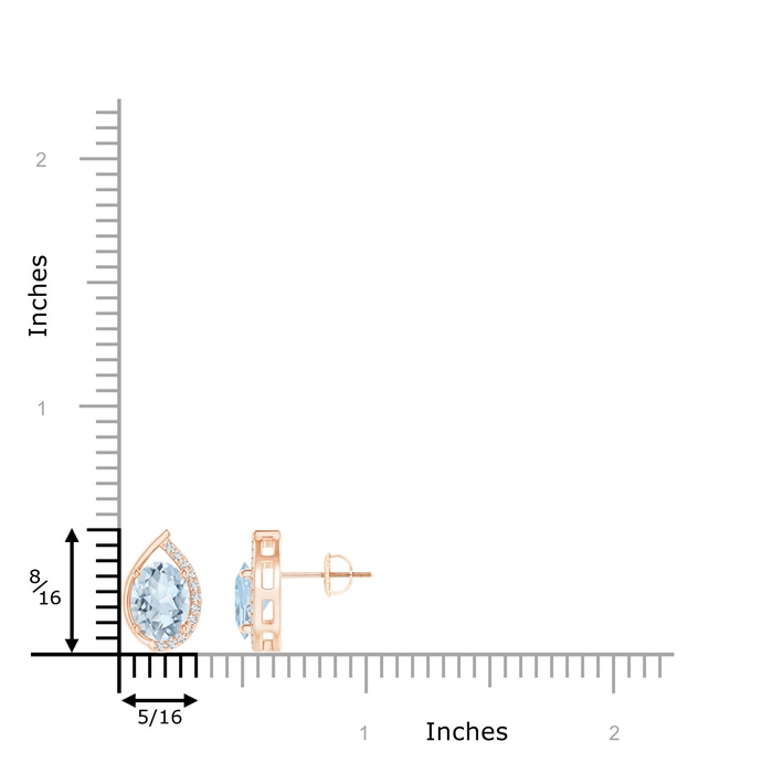 8x6mm A Teardrop Framed Oval Aquamarine Solitaire Stud Earrings in Rose Gold product image