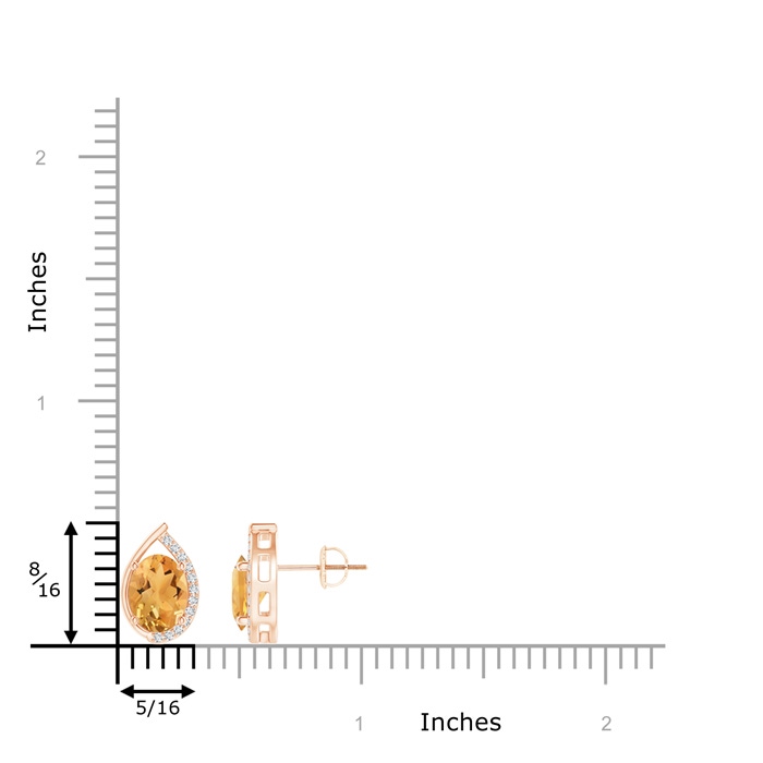 8x6mm A Teardrop Framed Oval Citrine Solitaire Stud Earrings in Rose Gold product image