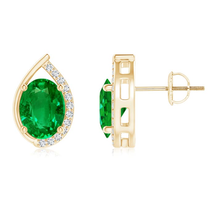 Premium - Lab-Grown Emerald / 2.32 CT / 14 KT Yellow Gold