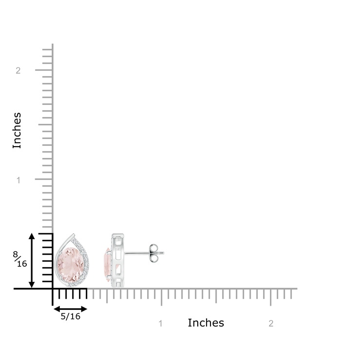 8x6mm A Teardrop Framed Oval Morganite Solitaire Stud Earrings in S999 Silver product image