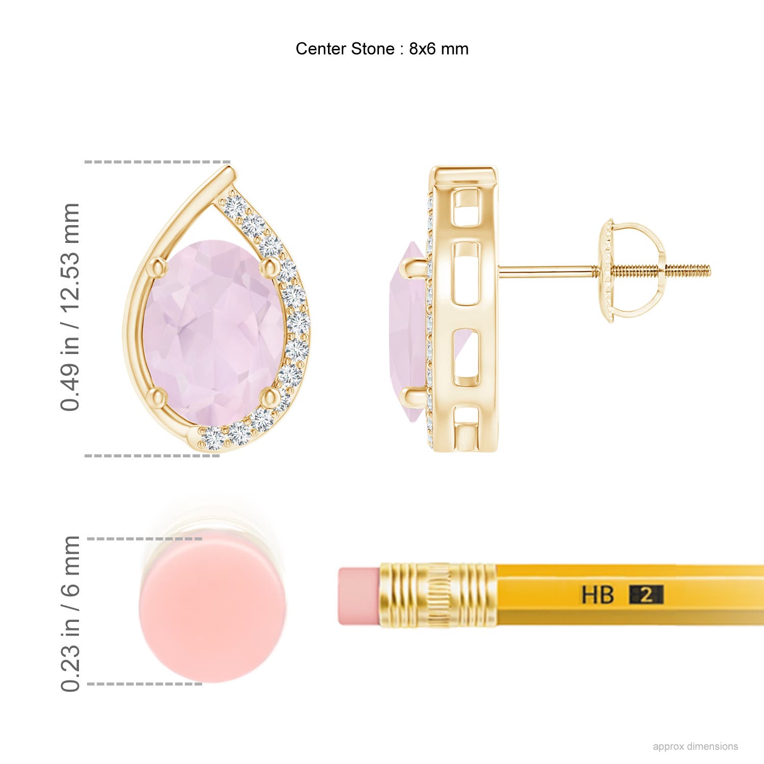 A - Rose Quartz / 2.12 CT / 14 KT Yellow Gold