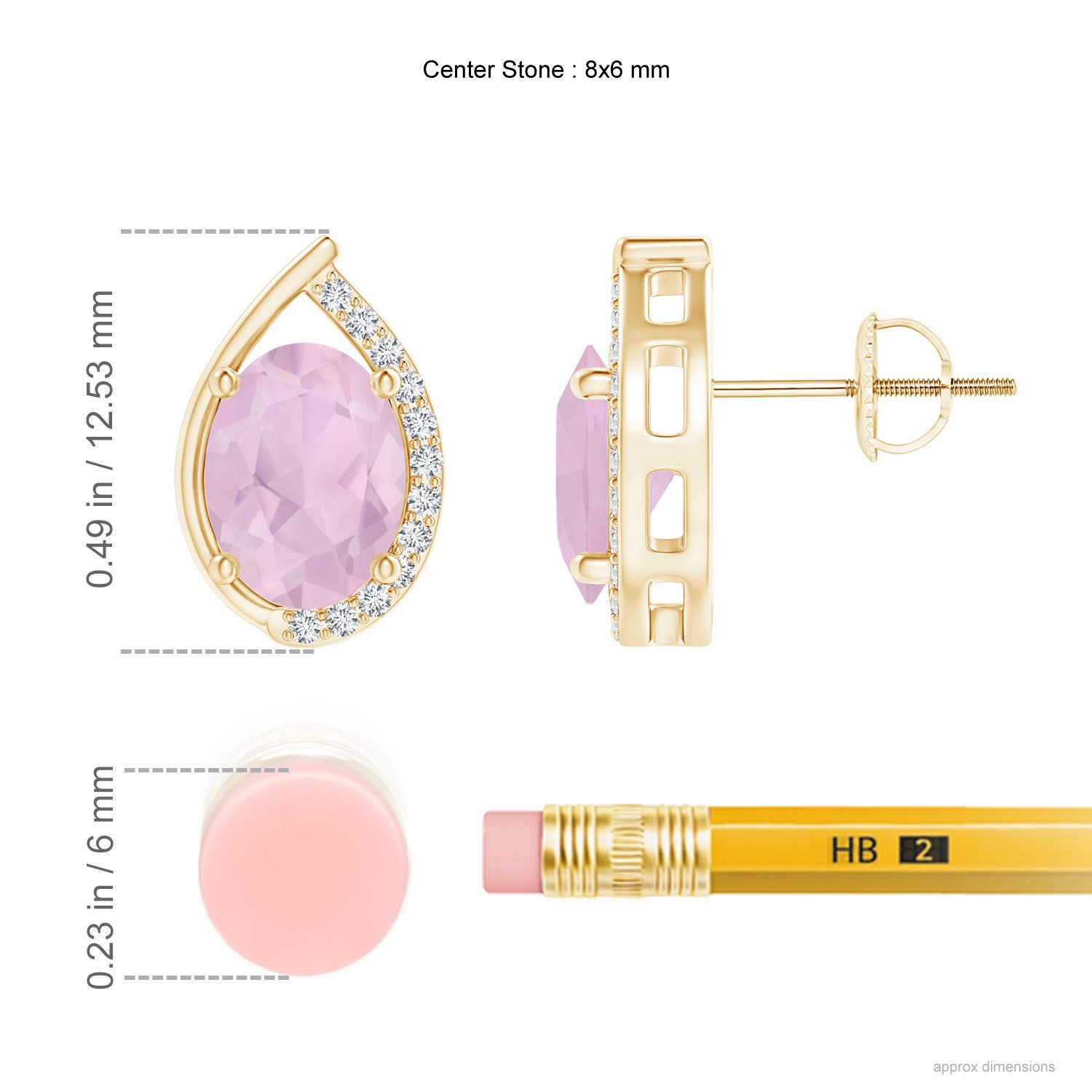 AAA - Rose Quartz / 2.12 CT / 14 KT Yellow Gold