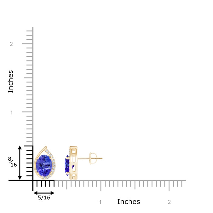 8x6mm AAA Teardrop Framed Oval Tanzanite Solitaire Stud Earrings in Yellow Gold product image