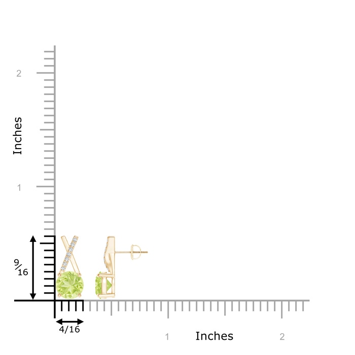 6mm A Peridot and Diamond XO Stud Earrings in Yellow Gold product image