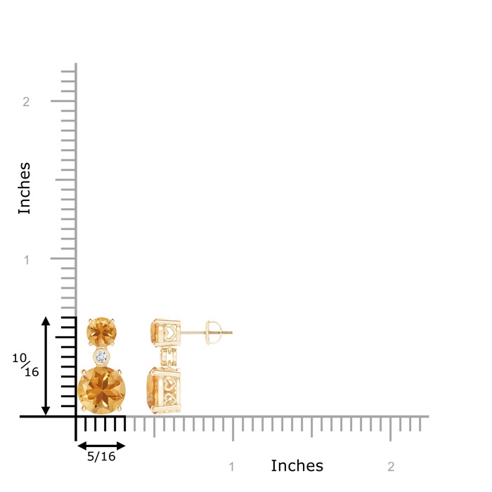 8mm A Classic Citrine Two Stone Drop Earrings with Bezel Diamond in Yellow Gold product image