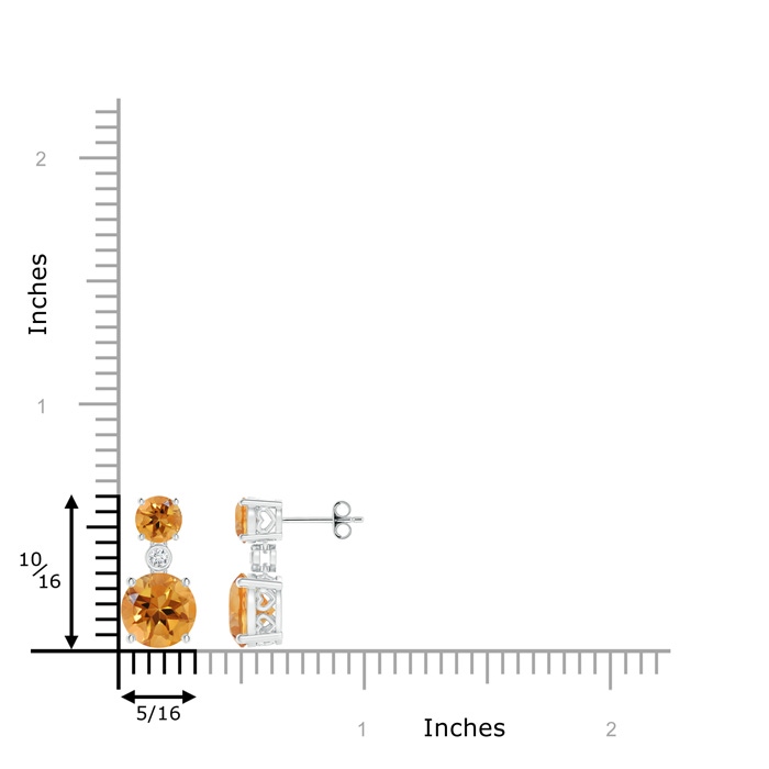 8mm AA Classic Citrine Two Stone Drop Earrings with Bezel Diamond in S999 Silver product image