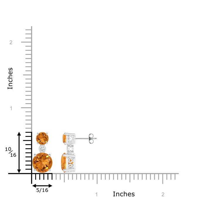 8mm AAA Classic Citrine Two Stone Drop Earrings with Bezel Diamond in S999 Silver product image