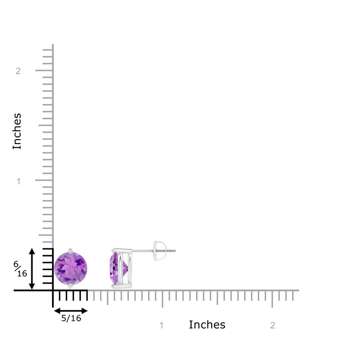 7mm A Unique Two Prong-Set Amethyst Solitaire Stud Earrings in White Gold product image