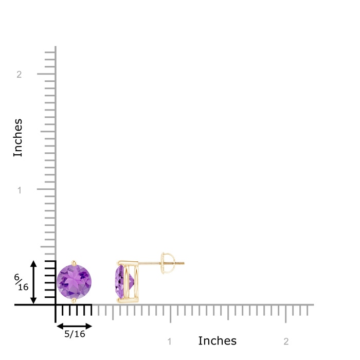 7mm A Unique Two Prong-Set Amethyst Solitaire Stud Earrings in Yellow Gold product image