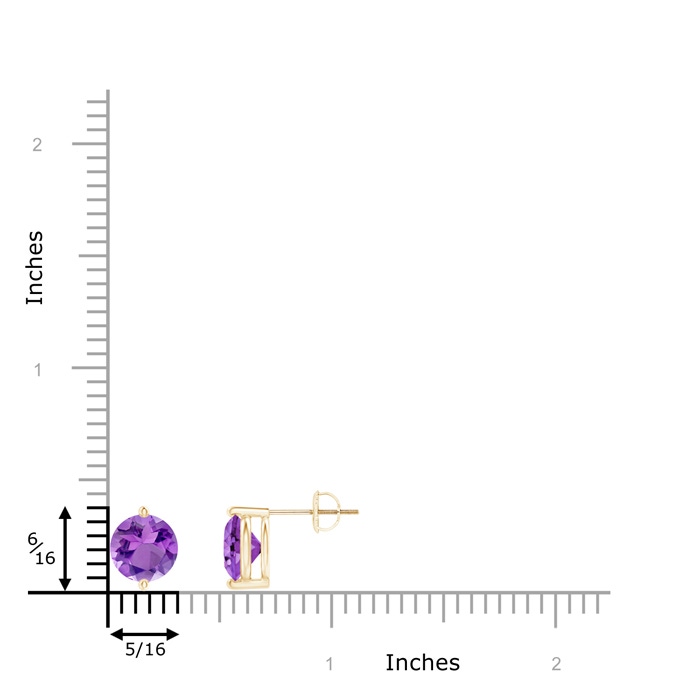 7mm AA Unique Two Prong-Set Amethyst Solitaire Stud Earrings in Yellow Gold product image