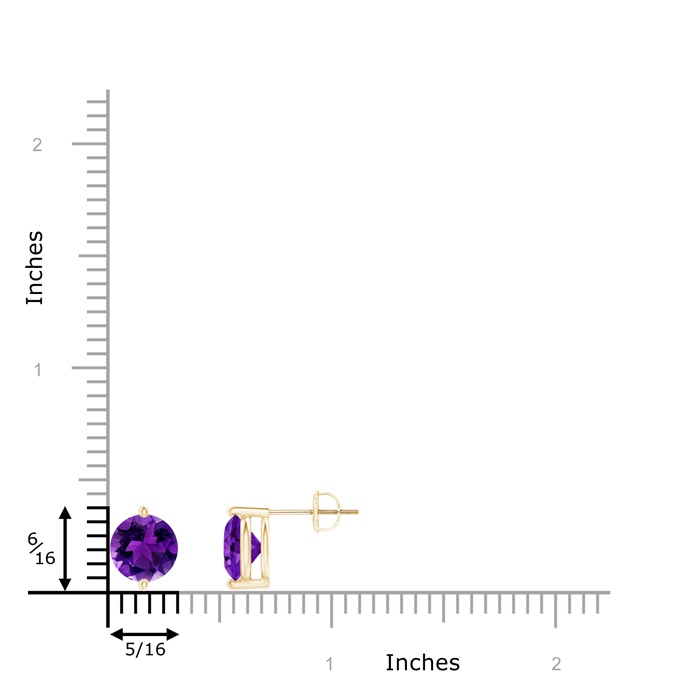 7mm AAAA Unique Two Prong-Set Amethyst Solitaire Stud Earrings in Yellow Gold product image