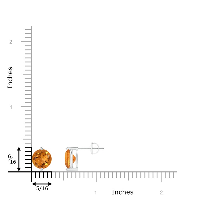 7mm AAA Unique Two Prong-Set Citrine Solitaire Stud Earrings in White Gold product image