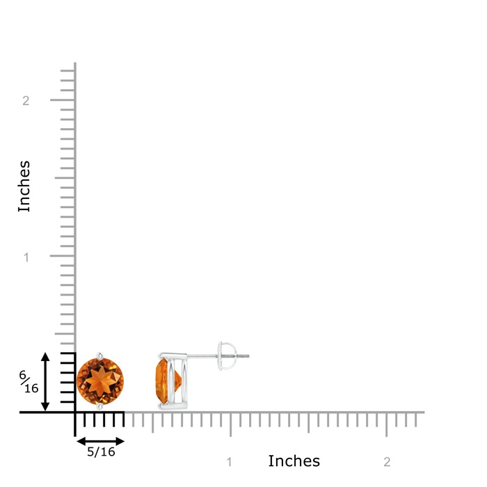 7mm AAAA Unique Two Prong-Set Citrine Solitaire Stud Earrings in White Gold product image
