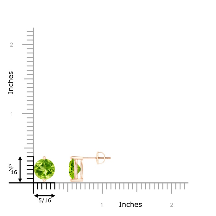 7mm AAA Unique Two Prong-Set Peridot Solitaire Stud Earrings in Rose Gold product image
