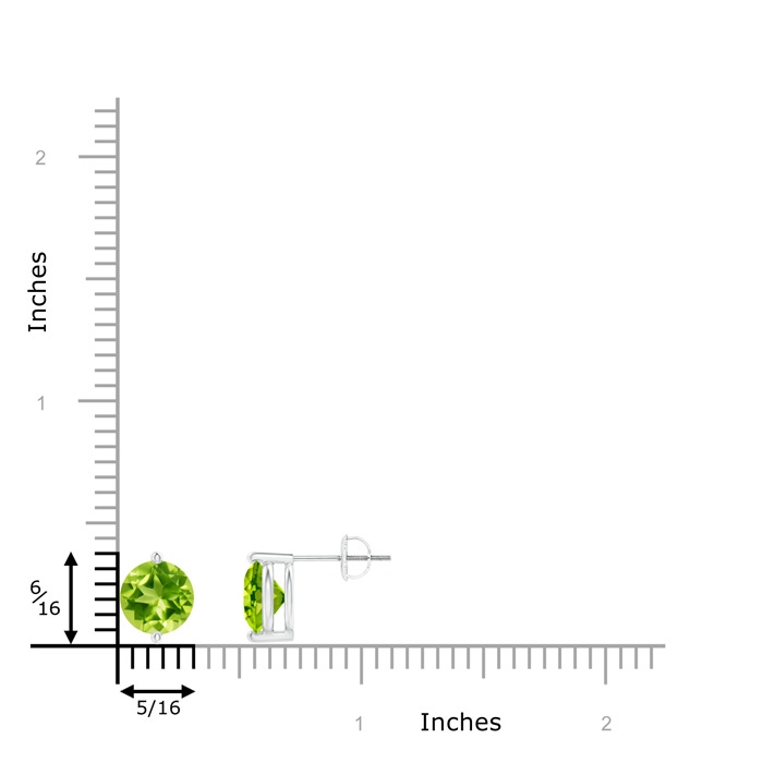 7mm AAA Unique Two Prong-Set Peridot Solitaire Stud Earrings in White Gold product image