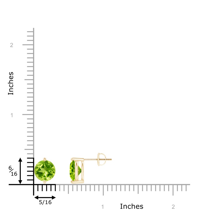 7mm AAA Unique Two Prong-Set Peridot Solitaire Stud Earrings in Yellow Gold product image
