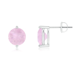 7mm AAA Unique Two Prong-Set Rose Quartz Solitaire Stud Earrings in White Gold