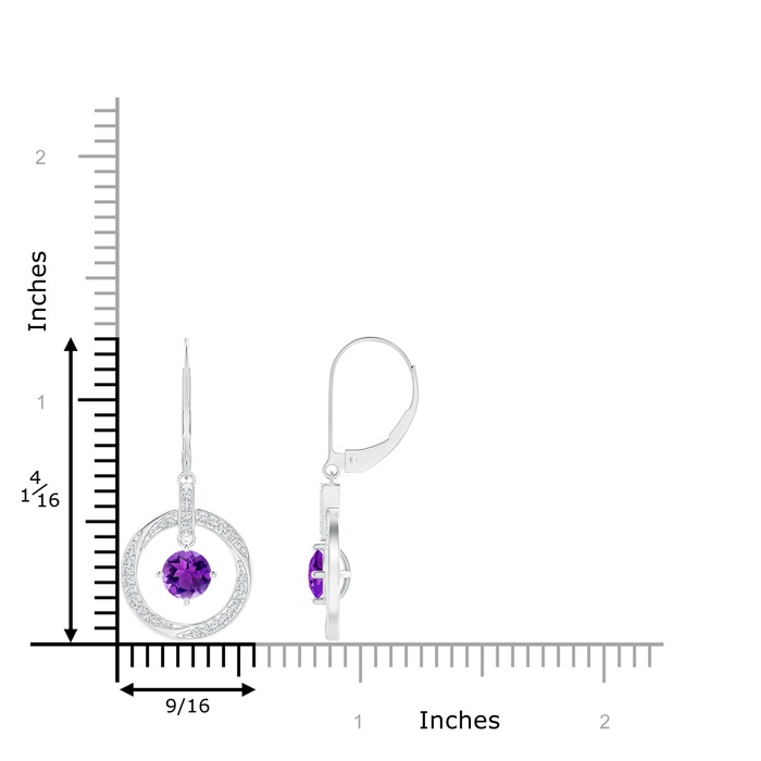 5mm AAA Amethyst Open Circle Drop Earrings with Diamond Accents in White Gold product image