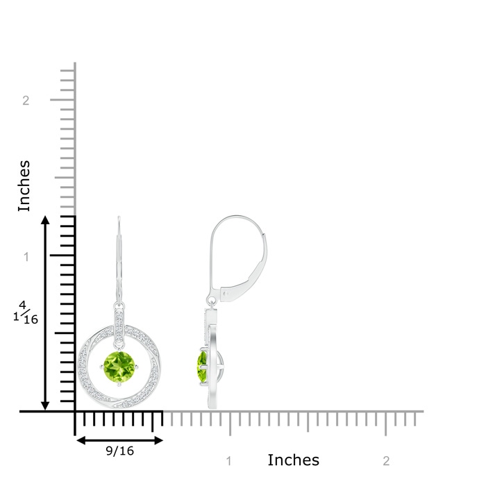 5mm AAA Peridot Open Circle Drop Earrings with Diamond Accents in White Gold product image