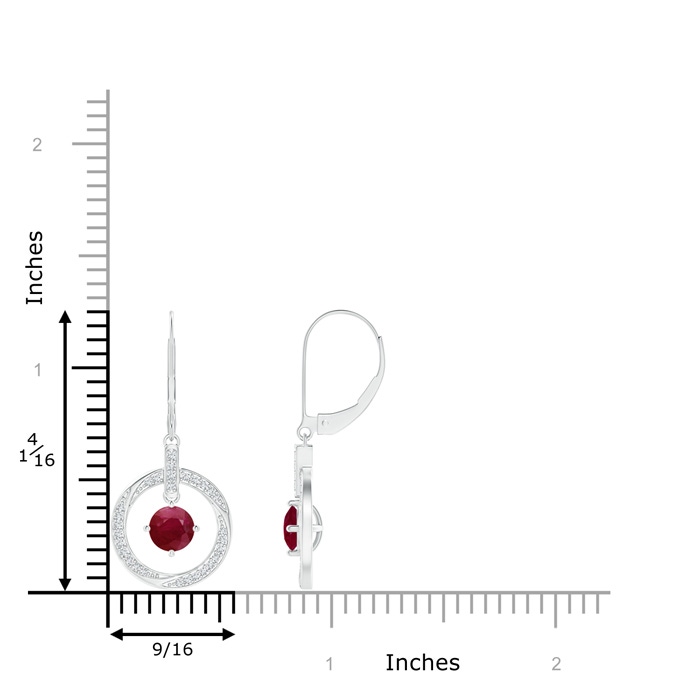 5mm A Ruby Open Circle Drop Earrings with Diamond Accents in White Gold product image