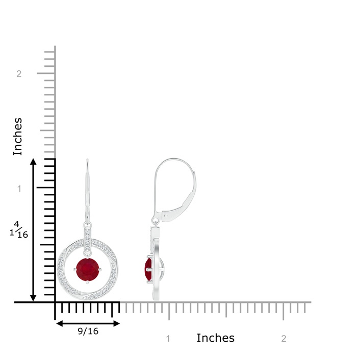 5mm AA Ruby Open Circle Drop Earrings with Diamond Accents in White Gold product image
