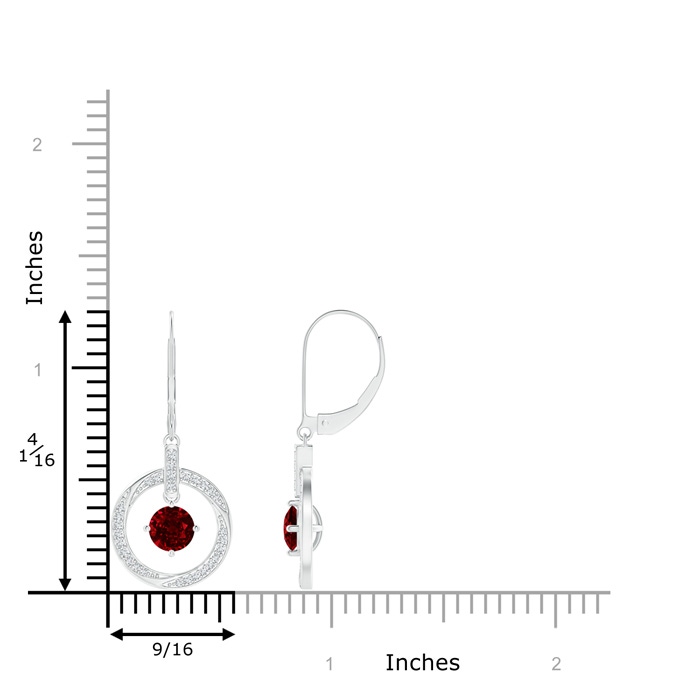 5mm Lab-Grown Ruby Open Circle Drop Earrings with Diamond Accents in White Gold product image