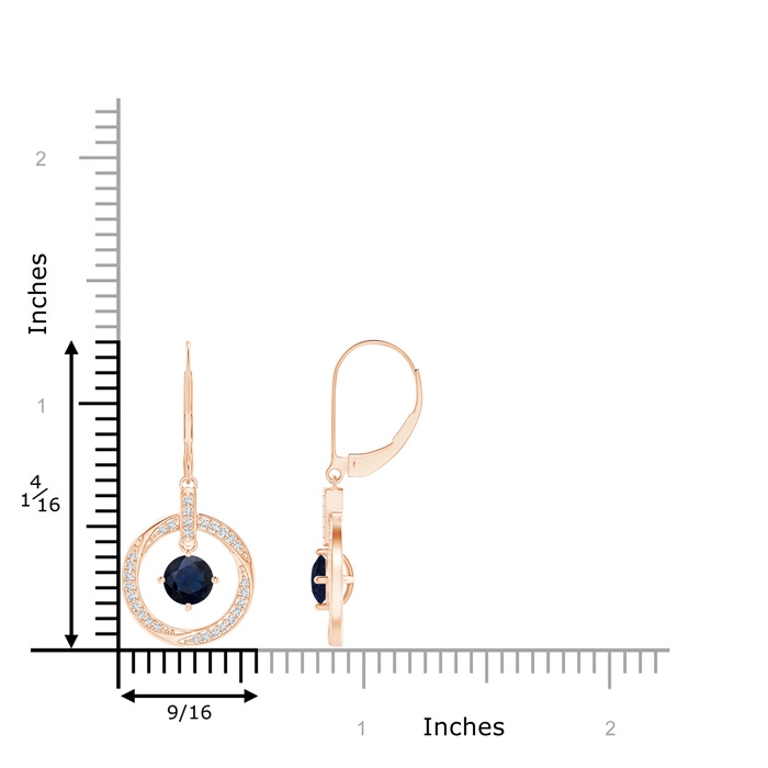 5mm A Sapphire Open Circle Drop Earrings with Diamond Accents in Rose Gold product image
