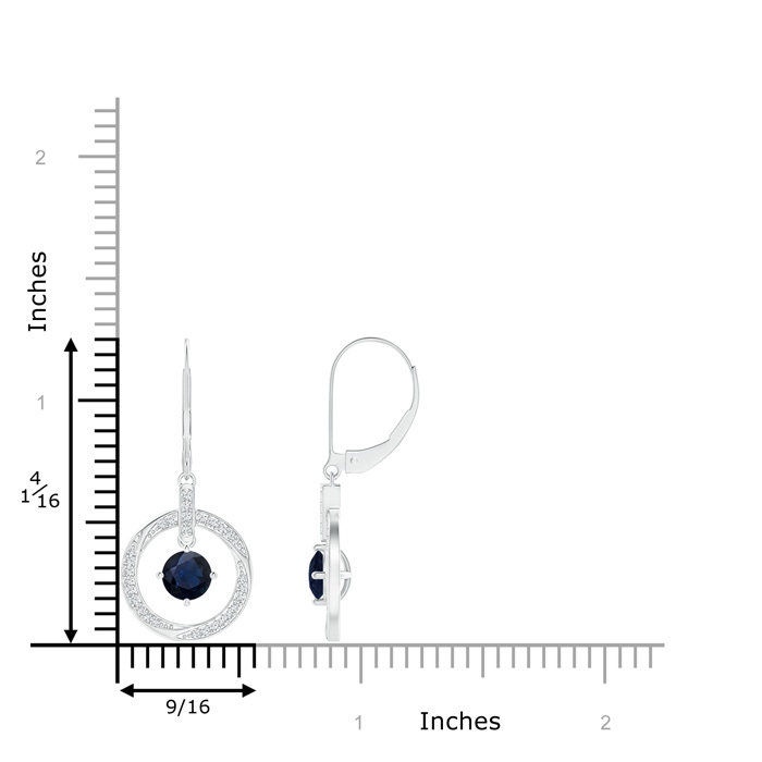5mm A Sapphire Open Circle Drop Earrings with Diamond Accents in White Gold product image