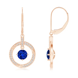 Fashion Studs Rose Gold Blue Sapphire Earrings