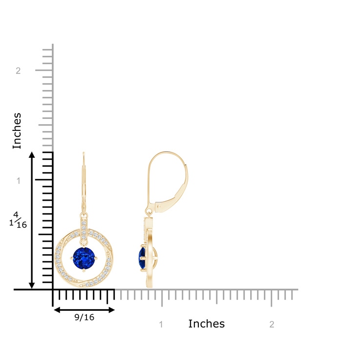 5mm AAAA Sapphire Open Circle Drop Earrings with Diamond Accents in Yellow Gold product image