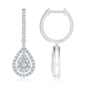 2.3mm GVS2 Floating Drop Diamond Clustre Halo Hoop Earrings in P950 Platinum