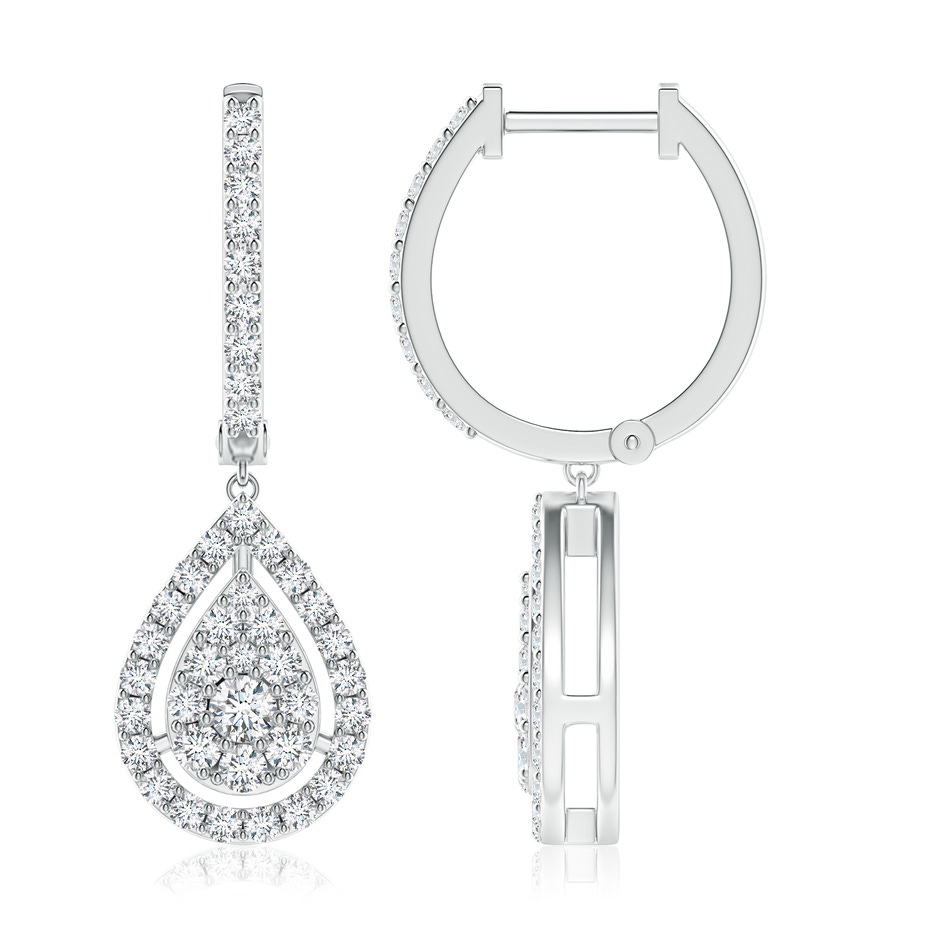 2.6mm GVS2 Floating Drop Diamond Cluster Halo Hoop Earrings in P950 Platinum 
