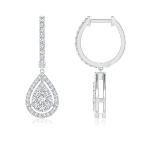 2mm GVS2 Floating Drop Diamond Clustre Halo Hoop Earrings in P950 Platinum