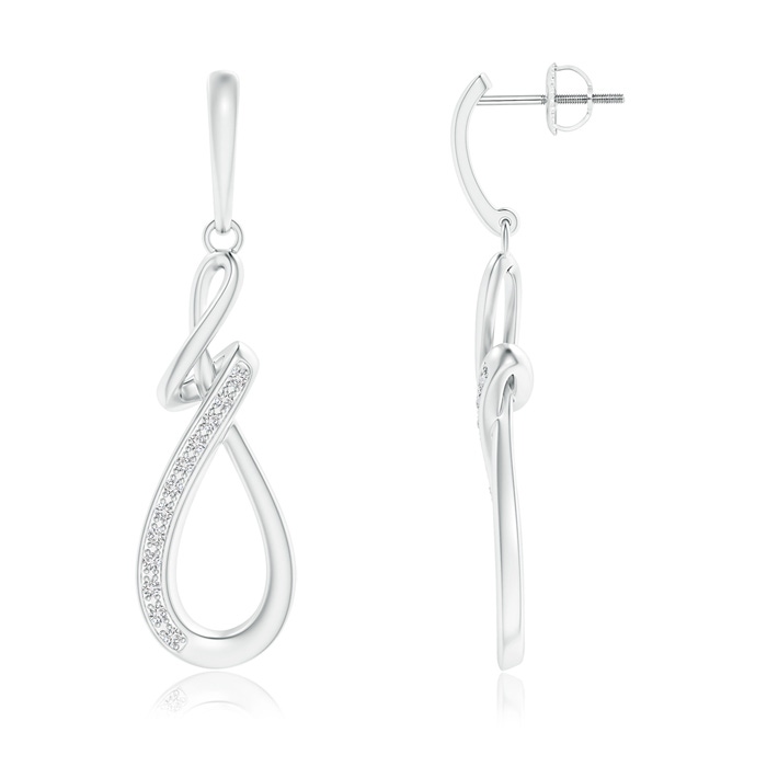 1.3mm HSI2 Pavé Diamond Abstract Infinity Drop Earrings in White Gold 