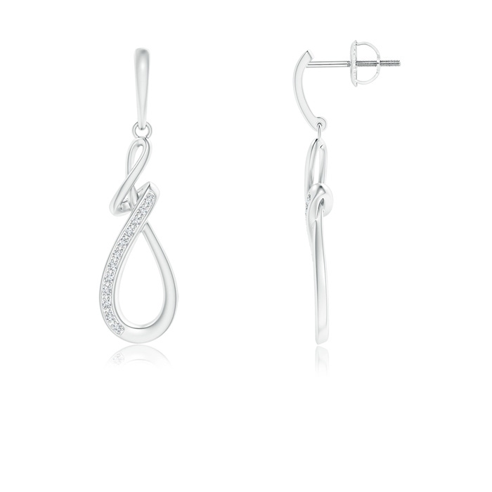 1mm GVS2 Pavé Diamond Abstract Infinity Drop Earrings in White Gold