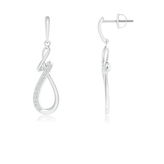 1mm GVS2 Pavé Diamond Abstract Infinity Drop Earrings in White Gold