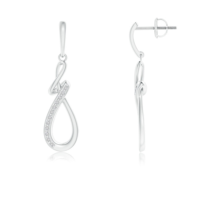 1mm HSI2 Pavé Diamond Abstract Infinity Drop Earrings in White Gold
