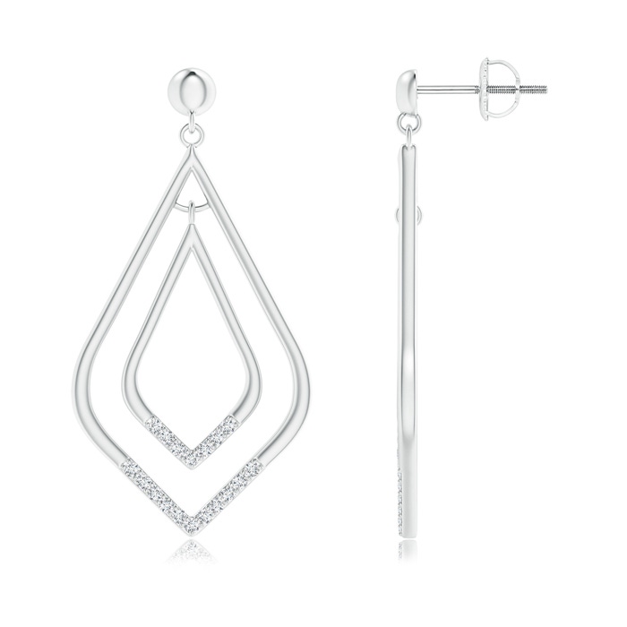 1mm GVS2 Elongated Kite-Shaped Diamond Double Dangle Earrings in White Gold