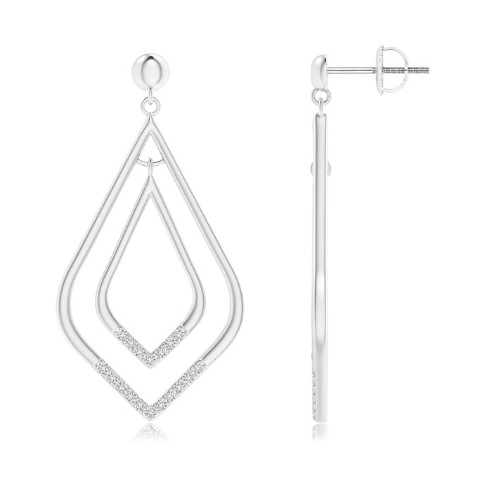 1mm HSI2 Elongated Kite-Shaped Diamond Double Dangle Earrings in White Gold