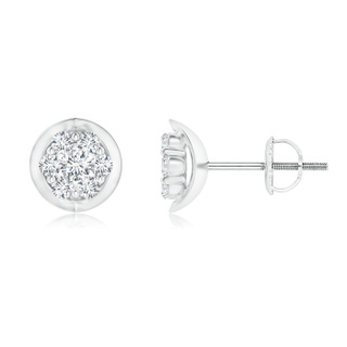 2.1mm GVS2 Round Clustre Diamond Cradle Stud Earrings in P950 Platinum