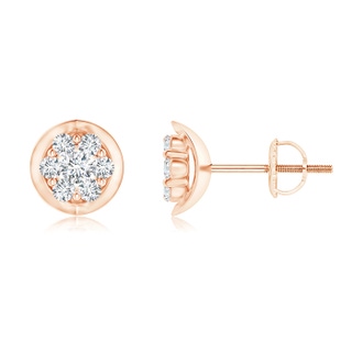 2.1mm GVS2 Round Clustre Diamond Cradle Stud Earrings in Rose Gold