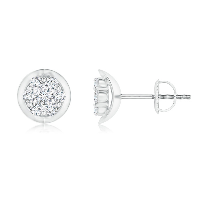 2.1mm GVS2 Round Clustre Diamond Cradle Stud Earrings in White Gold