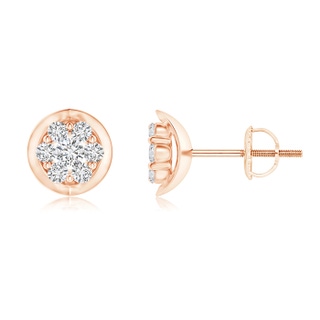 2.1mm HSI2 Round Clustre Diamond Cradle Stud Earrings in 10K Rose Gold