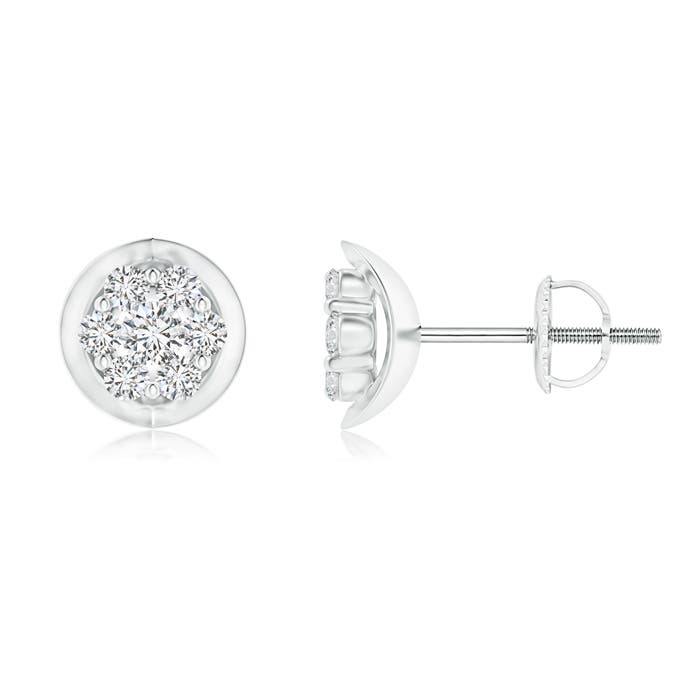 2.1mm HSI2 Round Cluster Diamond Cradle Stud Earrings in P950 Platinum