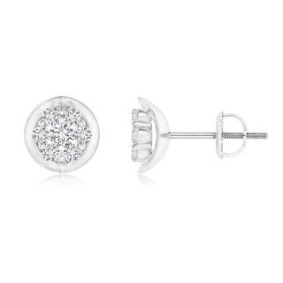 2.1mm HSI2 Round Clustre Diamond Cradle Stud Earrings in White Gold