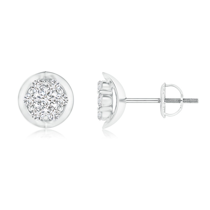 2.1mm HSI2 Round Clustre Diamond Cradle Stud Earrings in White Gold 